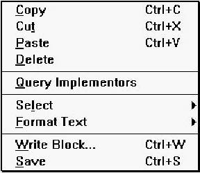 Figure 20-13 Pop-up menu commands
