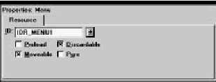 Figure 7-10 Properties of a menu resource